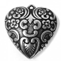 Ciondolo Cuore Dercorato in Argentone CCB 52mm