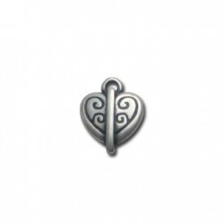 Ciondolo Cuore Dercorato in Argentone CCB 18x23mm
