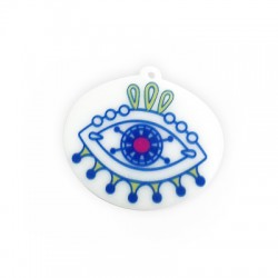 Colgante de Metacrilato con Ojo de buena suerte pintado 50x44mm