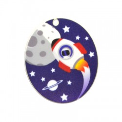 Pendentif Ovale en Acrylique Plexi « Spaceship » 51 x 60 mm