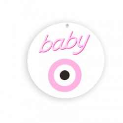 Pendentif rond en Acrylique Plexi bébé avec œil 80 mm