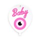 Ciondolo in Plexiacrilico a Palloncino con Occhio Portafortuna e scritta BABY dipinte 65x85mm