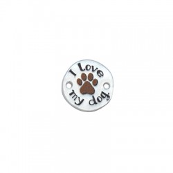 Connecteur rond en Acrylique Plexi « I Love My Dog » 15 mm