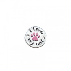 Conector de Metacrilato Redondo "I love my cat" 15mm