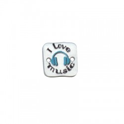 Conector de Metacrilato Cuadrado "I love Music" 14mm