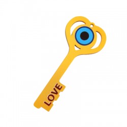 Pendentif en Acrylique Plexi clé « LOVE » avec œil Maléfique 36 x 85 mm
