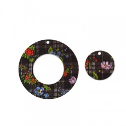 Pendentifs Ronds en Plexiglas Acrylique Peint à Carreaux 40 mm et 20 mm