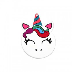 Pendentif en Acrylique Plexi tête de Licorne Porte-Bonheur 54 x 75 mm