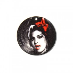 Pendentif en Plexiglas Acrylique Peint Record Amy Winehouse 35 mm