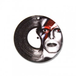 Pendentif Disque en Plexiglas Acrylique Peint David Bowie 40 mm
