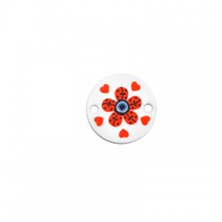 Connettore in Plexi Rotondo con Fiore Occhio e Cuori 19mm