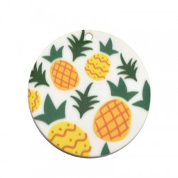 Intercalaire rond avec ananas en Plexiacrylique 42x45mm
