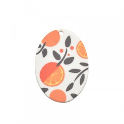 Plexi Acrylic Pendant Oval with Orange 33x50mm