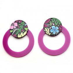 Pendentif géométrique floral en Plexiacrylique 43x50mm (paire)