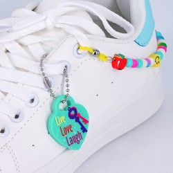 Colgante Metacrilato Corazón "Live Love Laugh" Llave 32x40mm