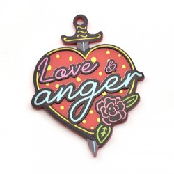 Πλέξι Ακρυλικό Μοτίφ Καρδιά Σπαθί "Love & Anger" 39x50mm