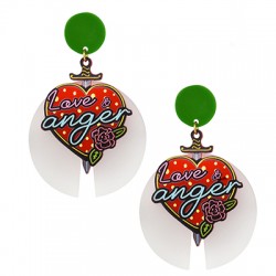 Pendentif cœur en Plexiacrylique "Love & Anger" 39x50mm