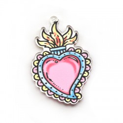 Pendentif sacré cœur en Plexiacrylique 36x45mm