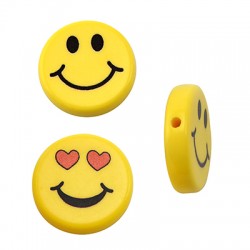 Passante in Plexiglass Rotondo Faccina Smile con Cuori 19mm