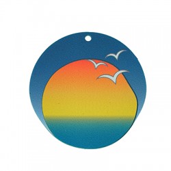 Pendentif rond en Acrylique Plexi « Sunrise Sea Birds » 50 mm
