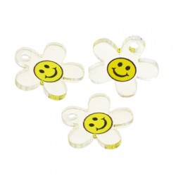 Charm en Acrylique Plexi avec Visage de Fleur 18 mm