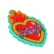 Pendente in Plexi Cuore Sacro con Rose 37x48mm