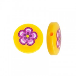 Perlina di Resina Piatta con Fiore 14mm