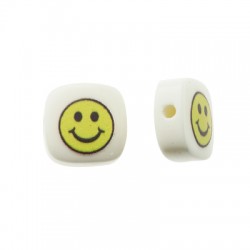 Acrylic Bead Square Flat Smile 10mm Ø1.6mm
