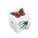 Perle Acrylique cube « March » avec Coccinelle et Hirondelle 15.5 mm Ø3 mm