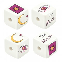 Acrylic Bead Cube "The MOON" with Evil Eye 15.5mm Ø3mm