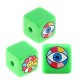 Acrylic Bead Cube with Evil Eye & Flower 15.5mm Ø3mm