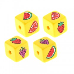 Cube en Perles Acryliques avec Fruits 15.5 mm Ø3 mm