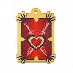 Pendente in Plexi Acrilico Rettangolare Cuore Spada 20x28mm