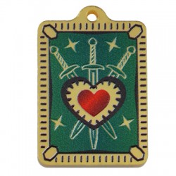 Pendentif en Acrylique Plexi en Forme D'Étiquette cœur épée 24 x 33 mm