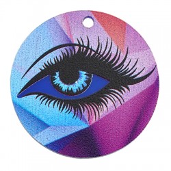 Pendentif rond en Acrylique Plexi avec œil Maléfique 35 mm
