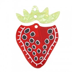 Pendentif en Acrylique Plexi Fraise 29 x 43 mm (2 Pièces/Lot)