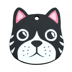 Pendentif en Acrylique Plexi tête de chat 33 x 35 mm
