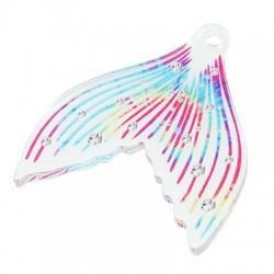 Pendentif en Acrylique Plexi en Forme de Queue de Poisson 35 x 39 mm