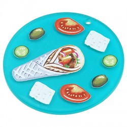 Pendentif rond en Acrylique Plexi Souvlaki grec 55 mm