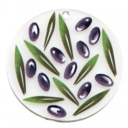 Pendentif rond en Acrylique Plexi Olives 48 mm