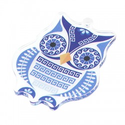 Pendentif en Acrylique Plexi Hibou avec Méandre 45 x 53 mm