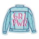 Veste en Acrylique Plexi à dos plat « GRL PWR » 35 x 30 mm