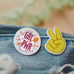 Perle Acrylique Plexi Ronde à dos plat « Girl Power » 31 mm