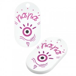 Chapa Acrílica de Plexiglás «Γιαγιά» con ojo Turco 19 x 35 mm