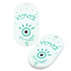 Chapa Acrílica de Plexiglás «Νονά» con ojo Turco 19 x 35 mm