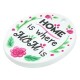 Pendentif Ovale en Acrylique Plexi « HOME is Where MOM is » 30 x 35 mm