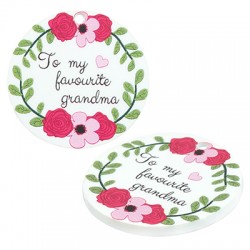 Pendentif rond en Acrylique Plexi « my Favourite Grandma » 40 mm