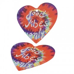 Pendentif en Acrylique Plexi en Forme de cœur « good Vibes only » 45 mm