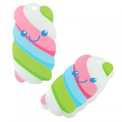 Pendentif en Acrylique Plexi Bonbon avec Sourire 22 x 40 mm