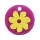 Plexi Acrylic Charm Round with Flower 14mm